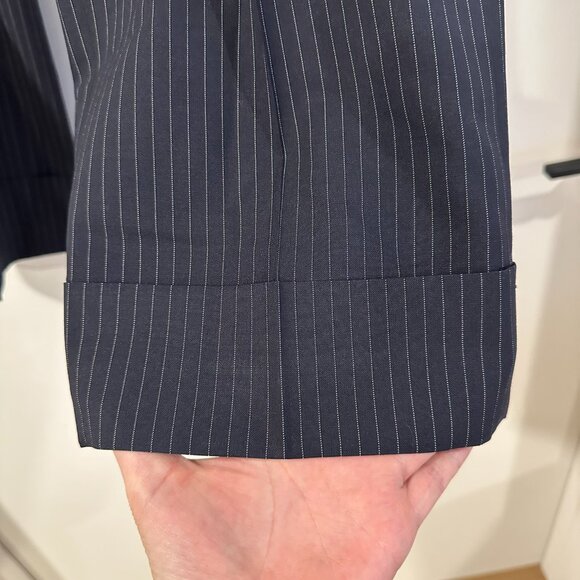 Judith & Charles Navy Pinstripe Virgin Wool Trousers – Size 10 - Picture 3 of 4